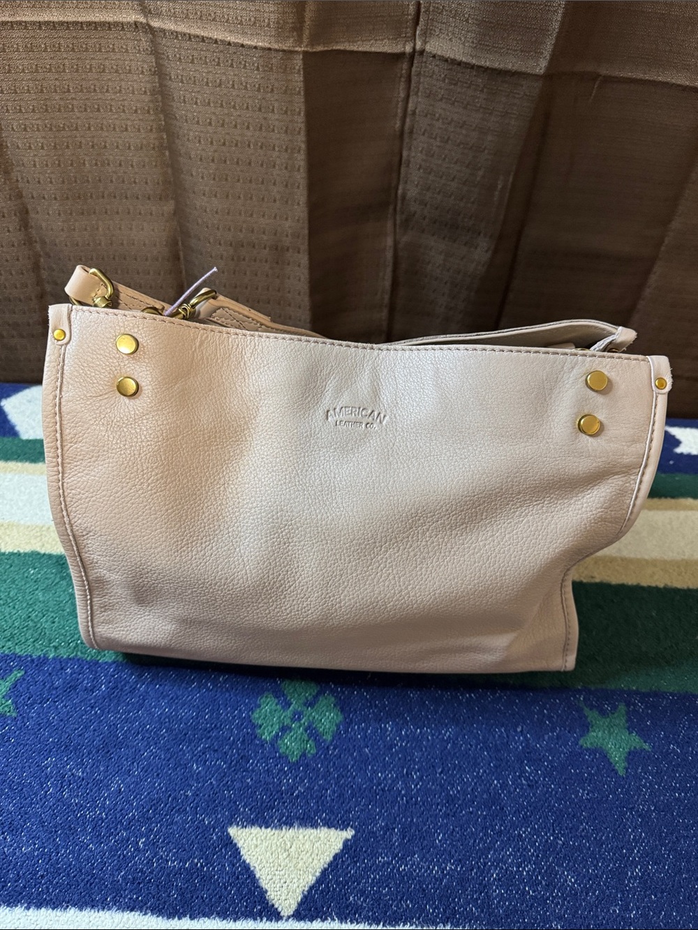 American Leather Co. Taupe Pebbled Leather Shoulder Bag